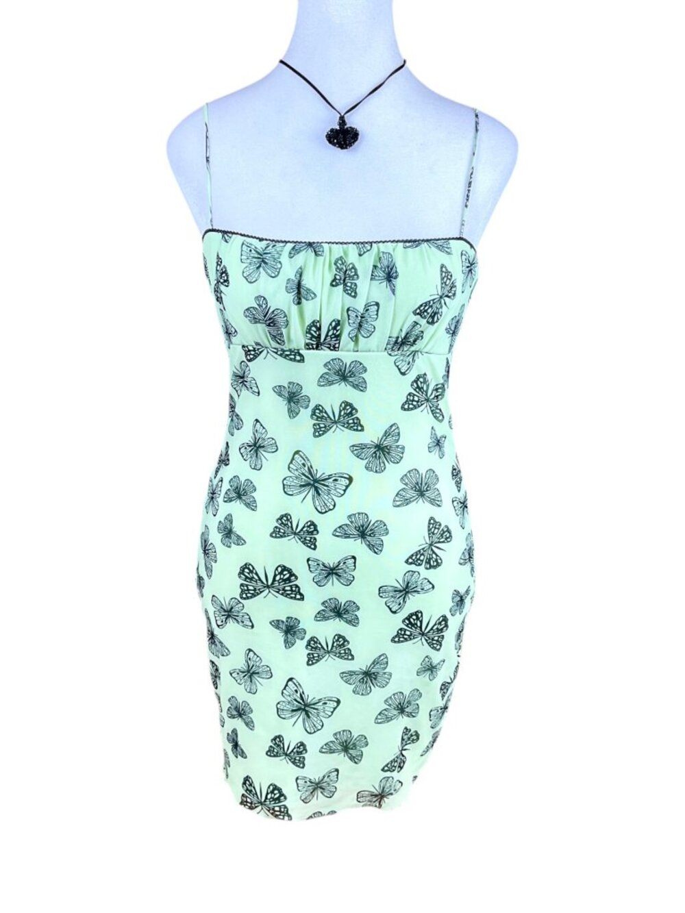 Princess Polly Dress Slip Mesh Light Green Butterflies (6)
